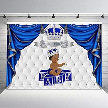 Amazon Com Mehofoto Royal Blue And Silver Baby Shower Backdrop
