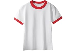 Kids 2026 Ringer Tee Tshirt Short Sleeve Crewneck Top Contrast Trim Casual Comfy Basic Outfit for School Summer
