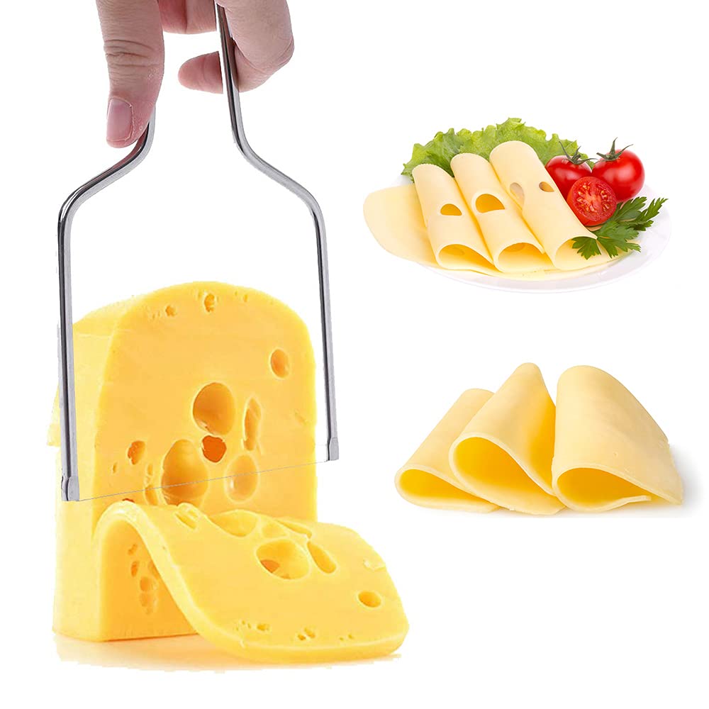 DiiD 2 X Simple Cheese Slicer, Hand Held Stainless Steel Cheese Wire Cutter for Block Cheese & Butter Easy to Use