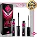 FUCHSIA Line 3D Fiber Lashes Mascara - Best Eye Lash Lengthening Makeup Fibers and Black Gel Set - The Benefit of Voluminous Eyelashes Without Falsies or Extensions