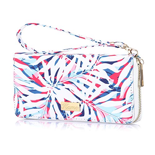 KAMO Womens Wallet Zip Around Phone Wallet Wristlet Travel Long Purse for Women Lady Girl 7.7Ã—3.9ï¼ˆSingle Zipperï¼‰
