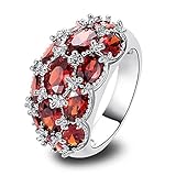 Psiroy 925 Sterling Silver Created Garnet Filled Knuckle Joint Ring Band