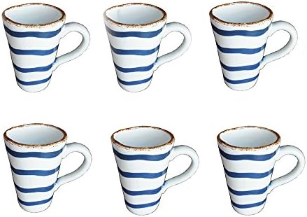 FUYUAN Set of 6 Blue and White Porcelain Drink Tea Coffee Mug Cup---5.5 inches