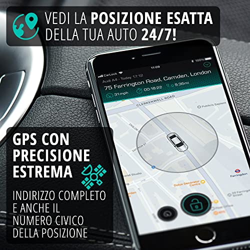 CARLOCK BASIC: Car Anti-Theft, Real Time GPS Tracker with Smart Phone Alarm System, Device and App, Accurate and Easy to Use