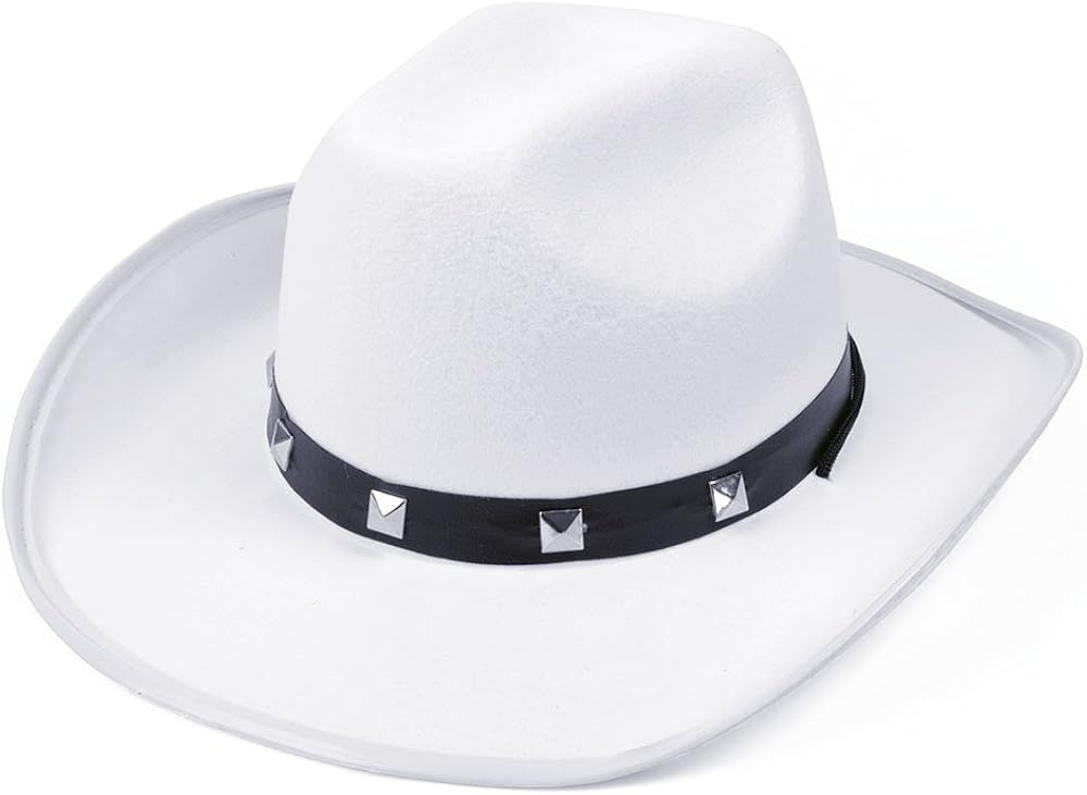 Bristol Novelty BH367C White Felt Cowboy Studded Hat, Unisex-Adult, One Size