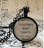C.S. Lewis Quote, Courage Dear Heart, glass dome necklace, pendant, gift idea, hostess gift, party favor, key ring, encouraging, support