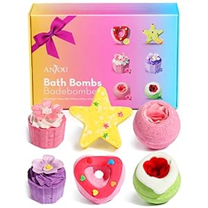 Bath Bombs Gift Set, Anjou Natural Essential Oil Handmade Aroma Bubble Bath Fizzy Spa for Moisturizing Skin, 6-Pack Bath…