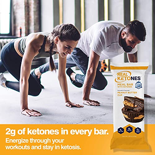 Real Ketones Keto Protein Meal Bar, 12Pack, Peanut Butter Cup with D