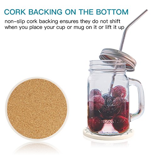 IPHOX Drink Coasters - Absorbent Stone Coasters Set with Cork Base, Avoid Scratching Furniture, Suitable for Kinds of Mugs and Cups, 4 Pack (Mandala style #1) - Thumbnail 5
