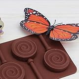 Drhob 1pc Lollipop Mold Silicone Mould 6 Lattices In Circles DIY Handmade (Color: Brown)