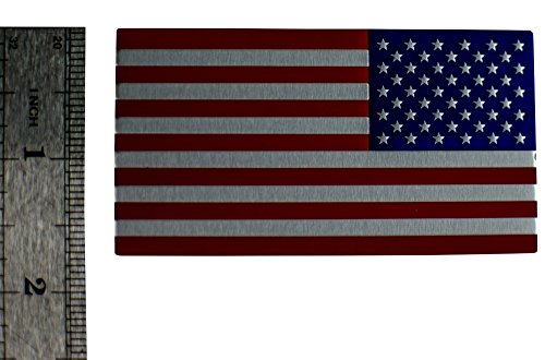 ALUMINUM American Flag Sticker Decal Emblem | perfect for vehicle, truck, car, motorcycle, rv, scooter, or suv 3.18” x 1.75” (Stars on the RIGHT side)