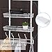LIANTRAL Over The Door Hook with 2 Baskets Storage Rack for Coats & Towels, White