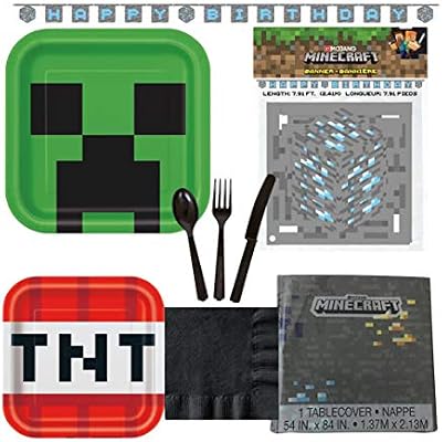 Minecraft Birthday Party Supplies For 16 Guests Plates