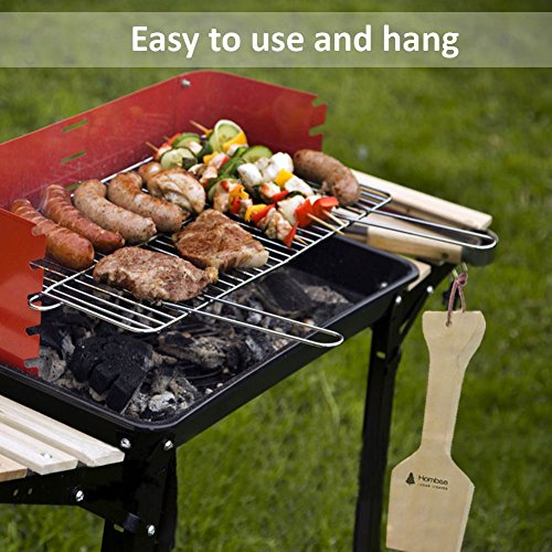 Hombae Wooden Grill Scraper – Wood BBQ Grill Scraper Cleaner, Wooden Scraper for Cleaning Grill, Cleans Top and between Barbeque Grates, Use to Oil & Clean Barbeque, 100% Premium Wood