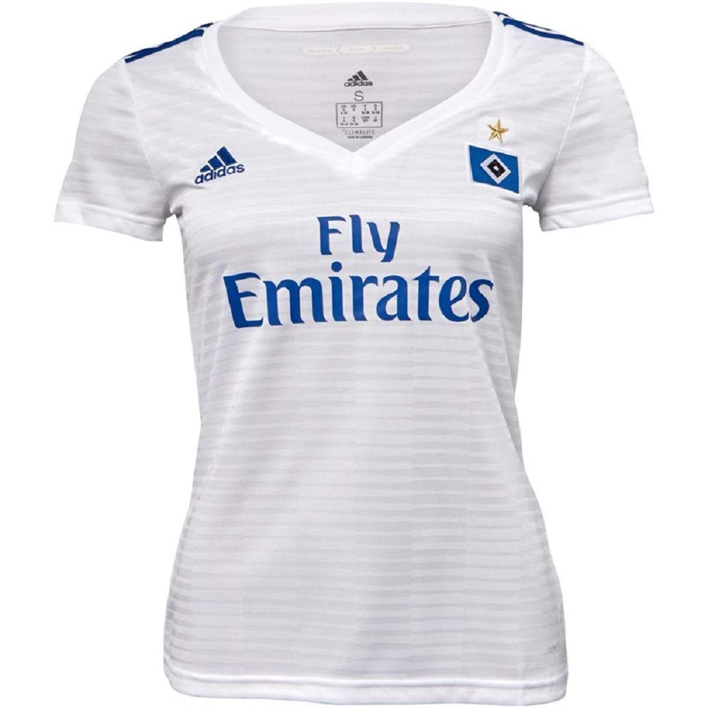 adidas Womens HSV Hamburger Home Jersey White/Blue (XS UK 4-6 Euro 30-32)
