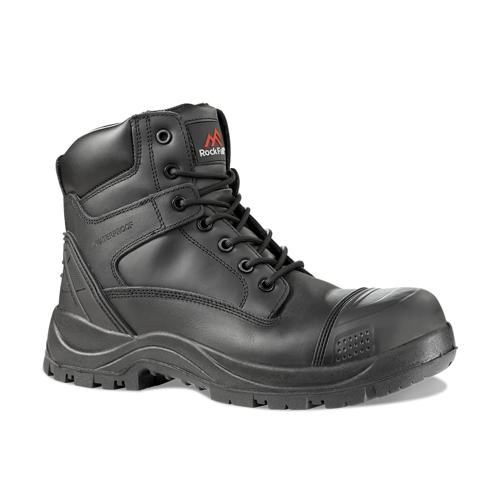 Rock Fall Slate Work & Utility Safety Boots Unisex, Steel Toe Cap Boots, SRC Slip Rated and Water Repellent, Cold Insulated and Wide Fitting UK 10