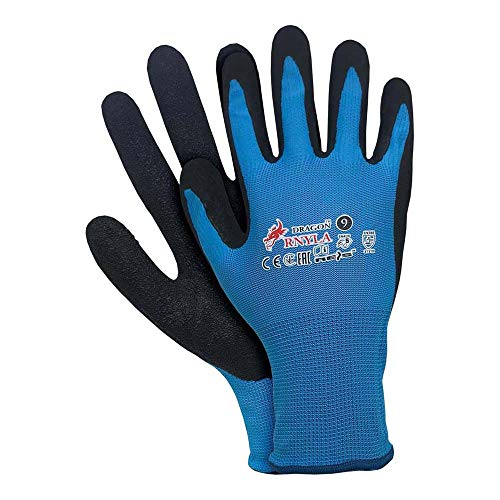 Reis Rnyla_Nb8 Dragon Lot de 12 gants de protection Bleu/noir Taille 8