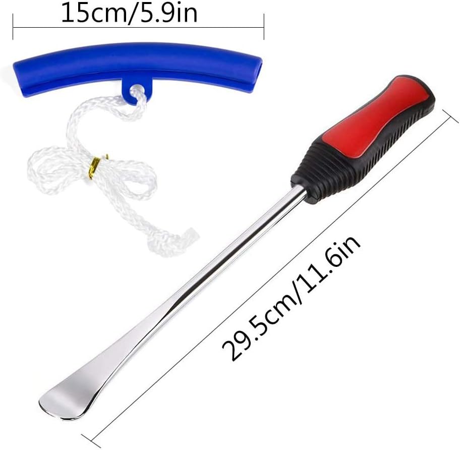 ASOOLL 11.5" Tire Spoon Dirt Bike Tire Changing Spoons Tool Lever Steel Spoons Kit for Motorcycle ATV Lawn Mower | with 1 Portable Bag + 3 Tire Spoons+ 6 Rim Protectors + 6 Valve Cores + 1 Valve: Automotive