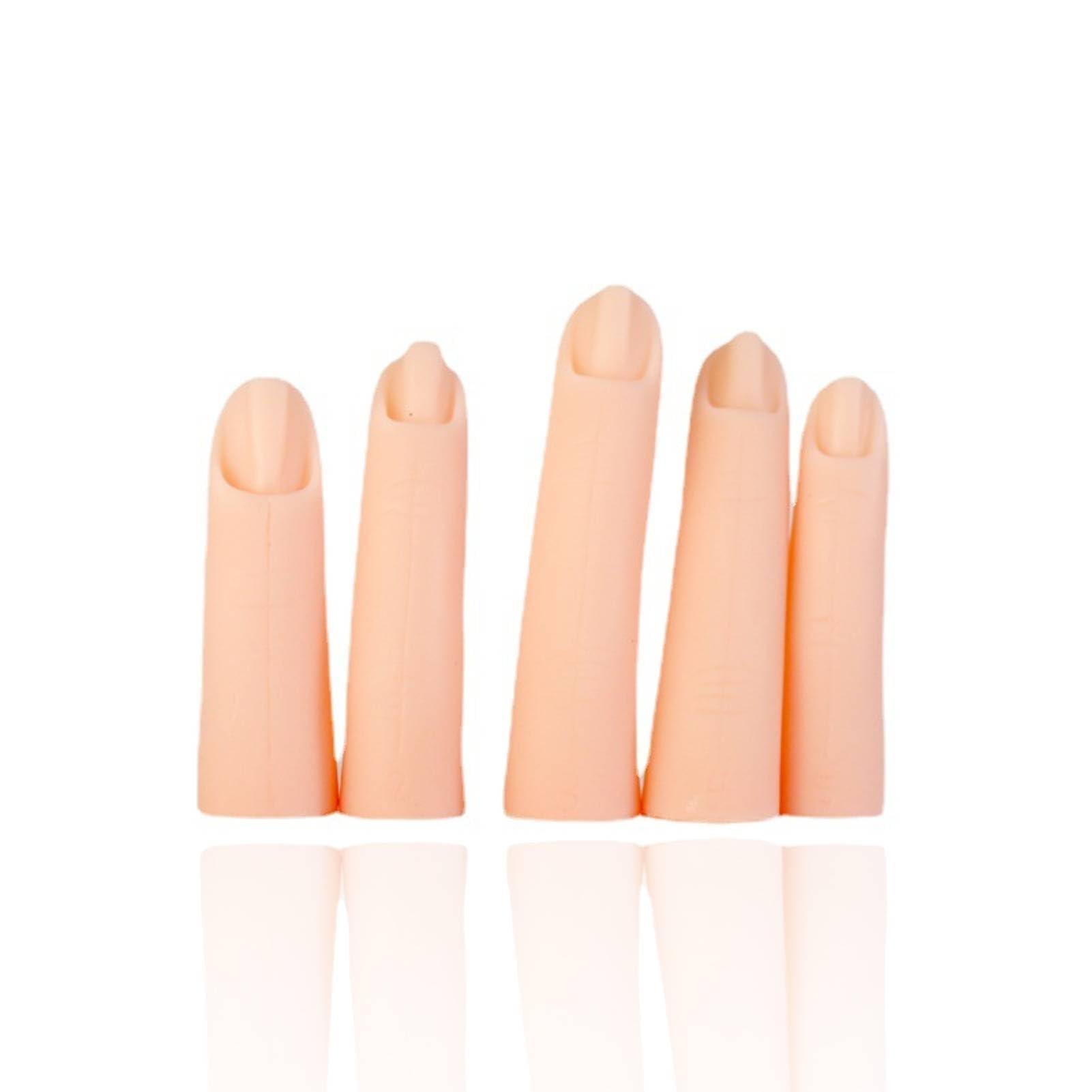 5 PCS Nail Art Practice Fingers, Nail Manicure Training Fingers Nail Practice Fingers Model Portable Silicone Fake Practice Fingers for Nail Art Training Display Decoration