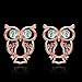 iCAREu Rose Gold Plated Colorful Czechic Diamond Owl Stud Earrings for Women, Girls