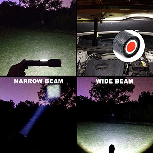 2 Pack Led Torch with Magnetic Base - 6 Modes,1000 Lumens Super Bright,Zoomable,IPX6 Waterproof Handheld Tactical Flashlight Torches with Hidden COB Lighting for Camping,Hiking,Emergency