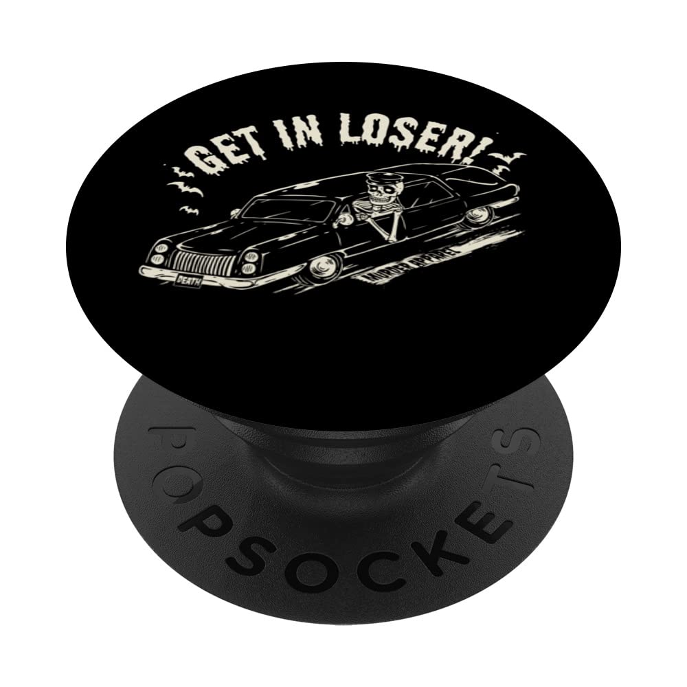 Get In Loser Skeleton In Hearse Goth PopSockets Swappable PopGrip