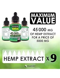 Pure Hemp Extract 45 000 MG for Pain Relief, Relaxation, Sleep and Mood Support, Natural, Organic,...