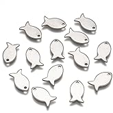 Clotiry 100Pcs Cute Stainless Steel Fish Pendants with Hanging Hole Golden Color Sea Animal Charms for Jewelry Making Crafts Party Gifts Supplies