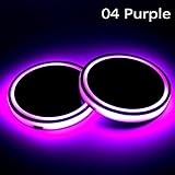 RUNMIND 2Pcs LED Car Cup Holder Mat Auto Interior Atmosphere RGB Colorful Light Purple
