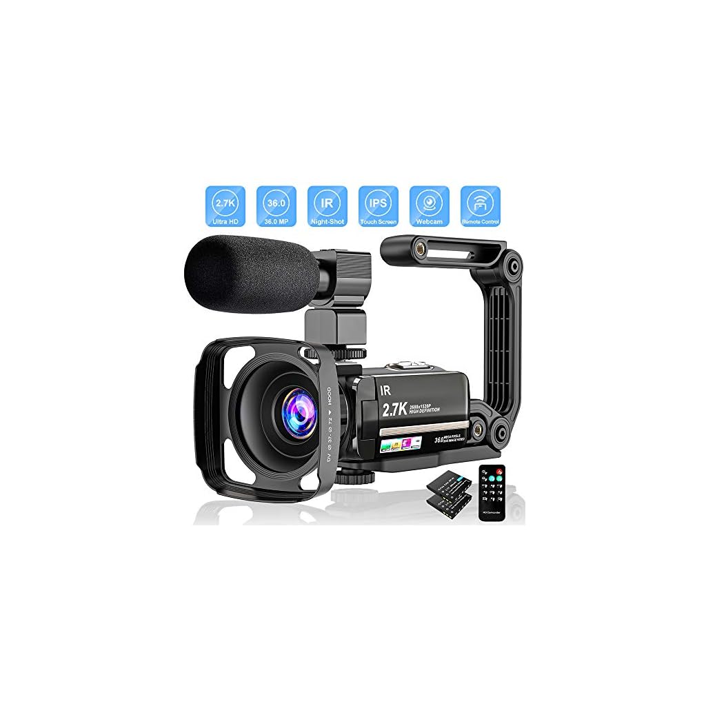 Video Camera 2.7K Camcorder Ultra HD 36MP Vlogging Camera for YouTube
