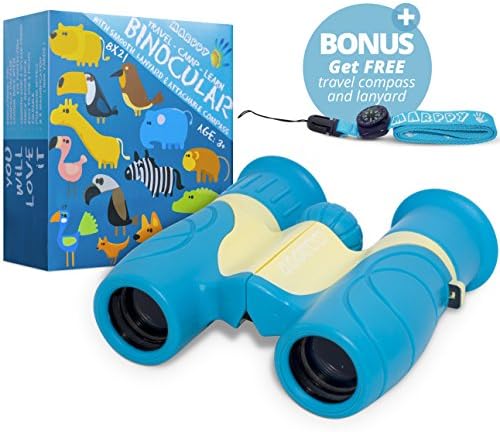 Kids Binoculars for Boys and Girls - 8X21 High Resolution Binoculars for Kids and Compass - Best for Camping, Hiking, Bird Watching, Hunting, Travel, Safari - Outdoor Toys