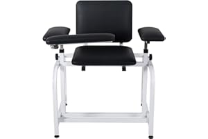 COOLWAVE Comfortable Padded Phlebotomy Chair with Arms, Blood Drawing Chair with Adjustable Armrest, Chair (Black) (Right)