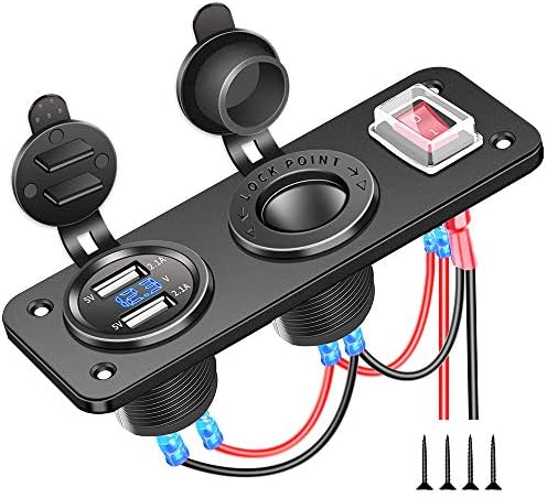 ELECTOP Cigarette Lighter Socket Panel Splitter, 12 Volt USB Outlet ...
