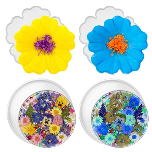4 Pcs Resin Coaster Molds, Ymapinc Round & Flower Resin Tray Mold at Amazon