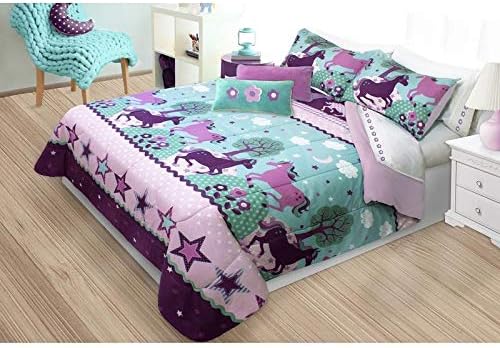 Amazon Com Unicorn Green Pink Kids Twin Comforter Set 2 Piece