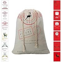 Bonison Christmas Bag Santa Sack Canvas Bag for Gifts Santa Sack Special Delivery Extra Large Size 27.6"x19.7" (White Pattern 2)