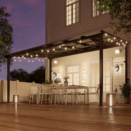 MEISSALIVVE 10x14 Wall-Mounted Pergola Gazebo Review: Sloped Roof Patio Shelter With Solar Lights image 17