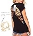 Moonar Summer Scoop Neck Lazer Cut Angel Wings Short Sleeve Casual Tops T Shirt,Small,Black