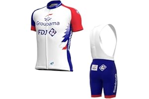 SGCIKER 2024 pro Team Groupama FDJ Cycling Jersey Set,Summer Cycle Shirt MTB Bike Clothing Bib Short Kits 9D Gel Pad