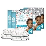 The Honest Company Super Duper Club Box with True Absorb Diapers & 288ct Designer Wipes, Pandas & Safari, Size 4, 92 Count