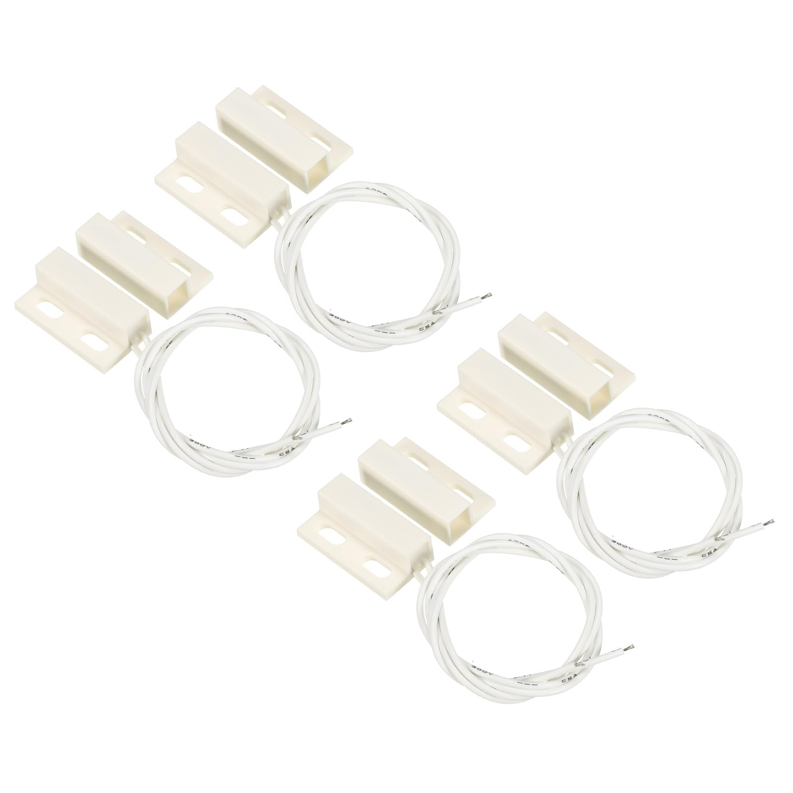PATIKIL Magnetic Reed Switch, 4 Pack NC Wired Surface-Mounted Magnetic Contact Switch for Door Window, White