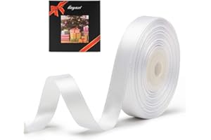 LIUYAXI Solid Color Double Faced White Satin Ribbon 5/8" X 25 Yards, Ribbons Perfect for Crafts, Wedding Decor, Bow Making, Sewing, Gift Package Wrapping and More