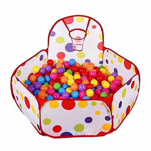 Foldable Children Toddlers Ball Pit Tent Sea Ball Pool Toy with Basketball Hoop and Zippered Storage Bag by S.K.L, 4 Ft/120cm (Balls Not Included)