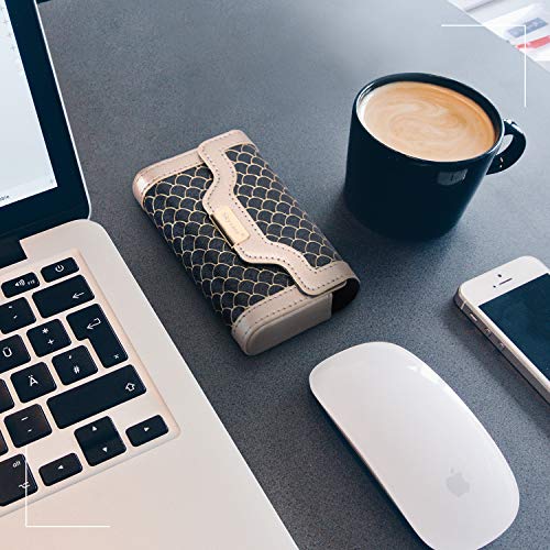 Skycase Business Card Holder, Handmade Stylish Business Card Case, Credit Card Holder, Card Organizer with Magnetic Closure, (Holds 30pcs Cards), Black - Thumbnail 6