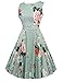 ACEVOG Women Audrey Hepburn Sleeveless 1950s Vintage Rockabilly Dress Light Gray S