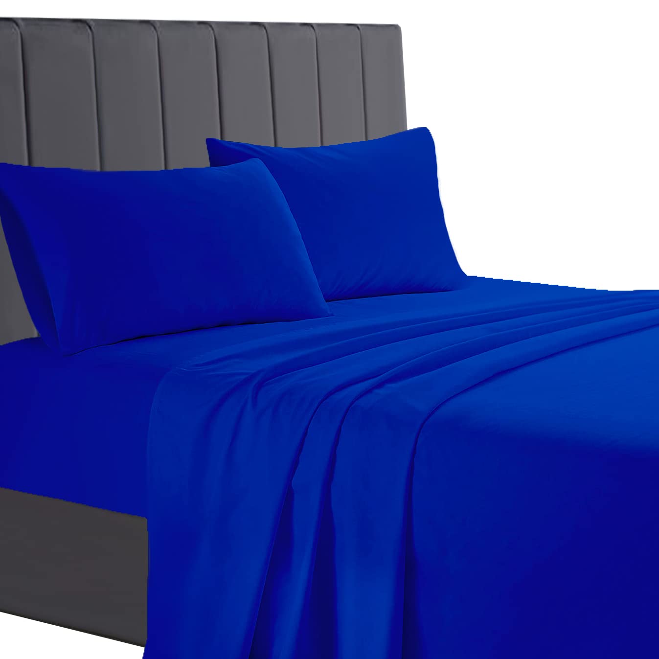 AATH COLLECTION Egyptian Cotton Flat Sheets, 200 Thread Count Single, Double, King, Super King Flat Bed Sheets, Soft & Fade Resistant (Double, Royal Blue)