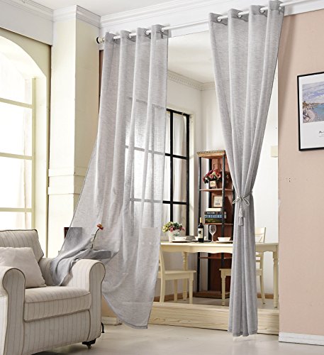 WOLTU® VH5861HGR 1 Piece Curtain with Eyelets for Home, Living Room, Bedroom, 140 x 245 cm, Light Grey
