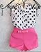 Western Toddler Girls Denim Outfits Cow Print Shirt Sleeveless Ruffle Button Top Bowknot Shorts Wide Leg Jeans Shorts(C-Pink,3-4 Years)