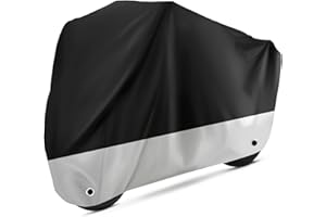 Tokept Motorcycle Cover Waterproof Outdoor Protection with Lock-Holes & Storage Bag Fits up to 96" Motorcycles Vehicle Cover for Harley Davidson Honda Suzuki Kawasaki Yamaha (XL Black&Silvery)