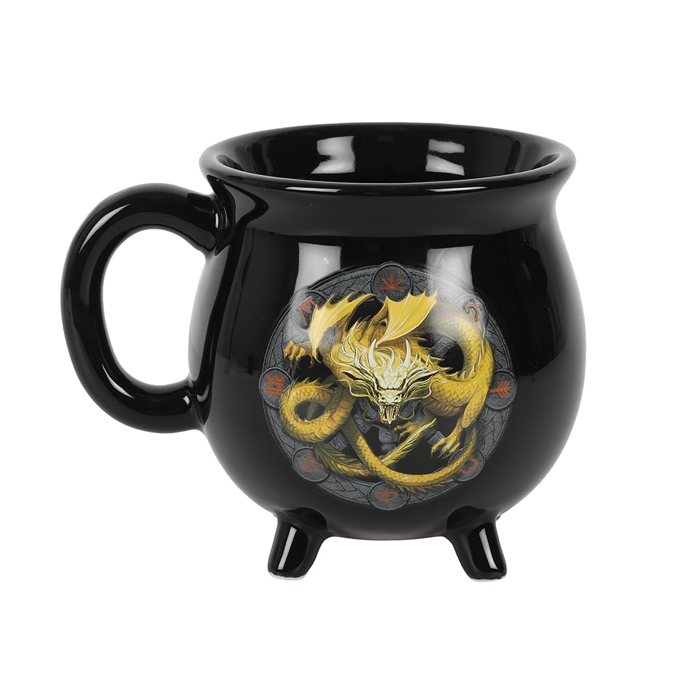 Black Imbolc Cauldron Mug by Anne Stokes - 10cm x 10cm (1 Pc.) - Colour Changing Magic Mug, Unique Witchcraft Brew Design - Enchanting Gift - Perfect for Home Decor